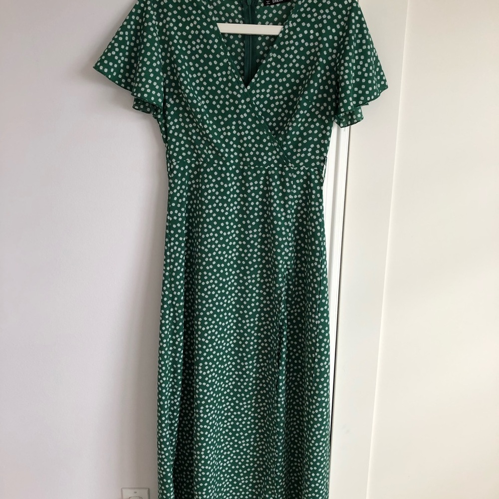 green floral maxi dress